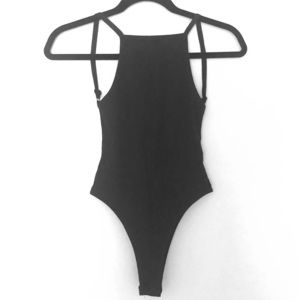 Black rib knit bodysuit